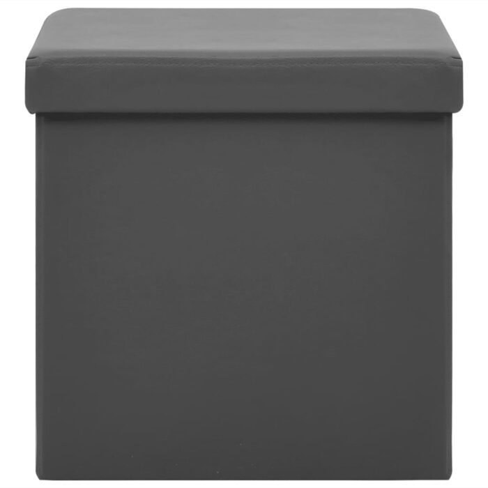Tabourets de rangement pliables lot de 2 gris PVC – Image 2