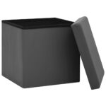 Tabourets de rangement pliables lot de 2 gris PVC – Image 3