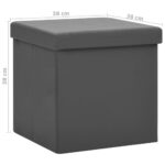 Tabourets de rangement pliables lot de 2 gris PVC – Image 7
