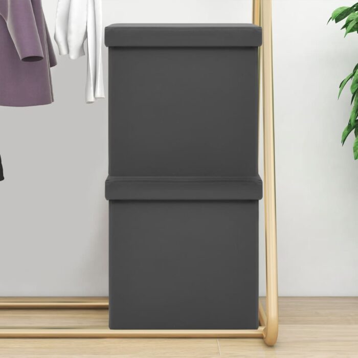 VXL8720286697177_m_en_hd_1.jpg Tabourets de rangement pliables lot de 2 gris PVC – Image 1
