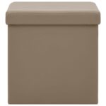 Tabourets de rangement pliables lot de 2 cappuccino PVC – Image 2