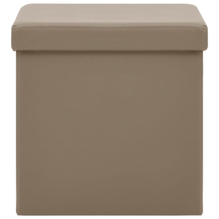 Tabourets de rangement pliables lot de 2 cappuccino PVC – Image 2