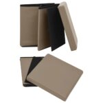 Tabourets de rangement pliables lot de 2 cappuccino PVC – Image 4
