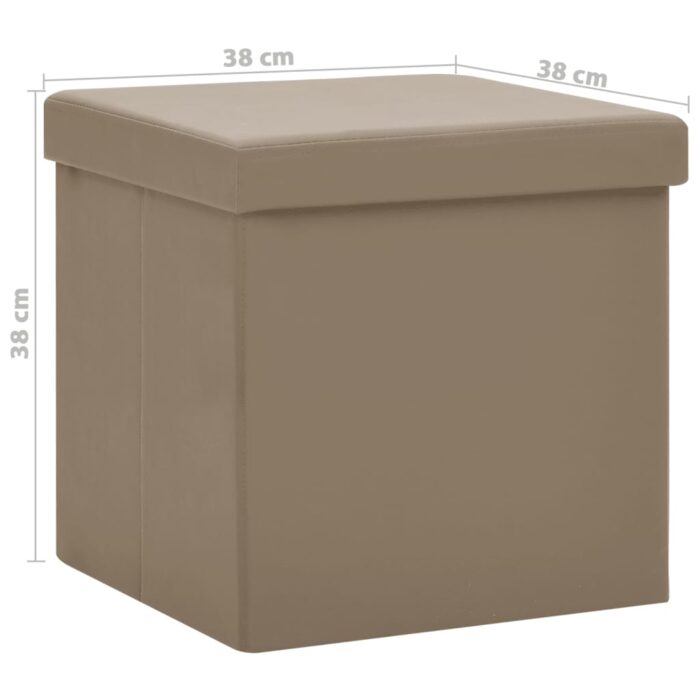 Tabourets de rangement pliables lot de 2 cappuccino PVC – Image 7
