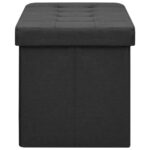 Banc de rangement pliable Noir Faux lin – Image 2