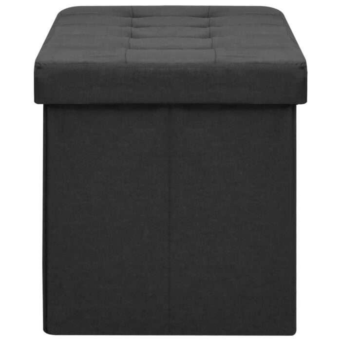 Banc de rangement pliable Noir Faux lin – Image 2