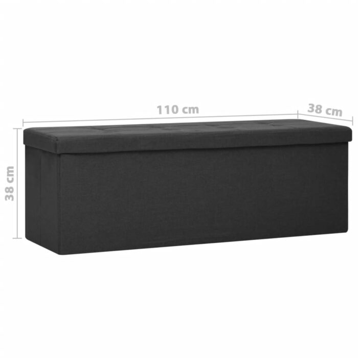 Banc de rangement pliable Noir Faux lin – Image 6