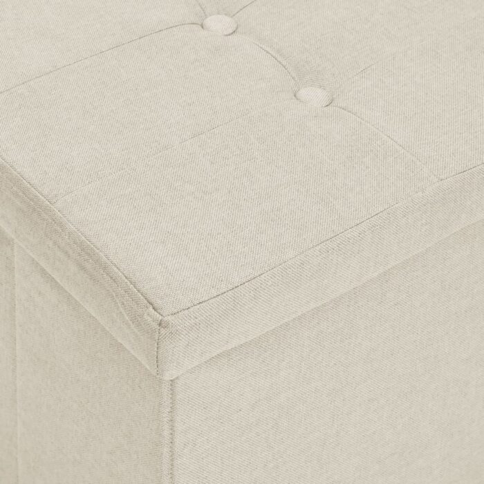 Banc de rangement pliable Blanc crème Faux lin – Image 5