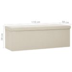 Banc de rangement pliable Blanc crème Faux lin – Image 6