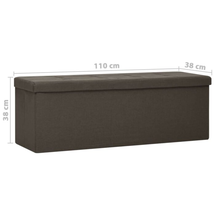 Banc de rangement pliable Marron foncé Faux lin – Image 6