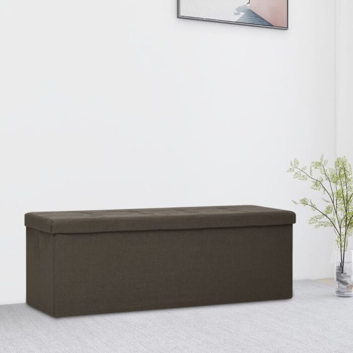 Banc de rangement pliable Marron foncé Faux lin – Image 1