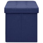 Banc de rangement pliable Bleu Faux lin – Image 2