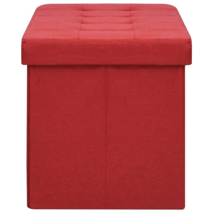 Banc de rangement pliable Rouge bordeaux Faux lin – Image 2