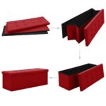 Banc de rangement pliable Rouge bordeaux Faux lin – Image 3
