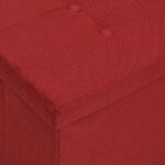 Banc de rangement pliable Rouge bordeaux Faux lin – Image 4