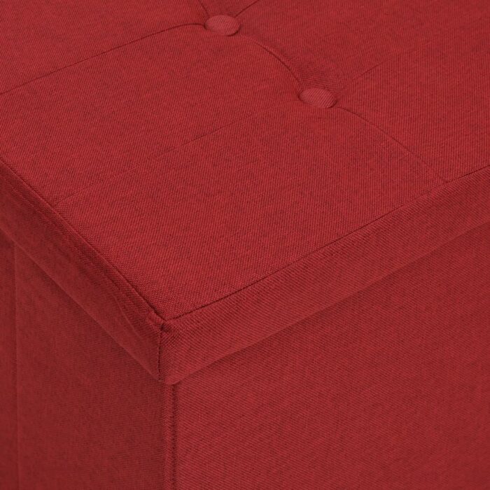 Banc de rangement pliable Rouge bordeaux Faux lin – Image 4