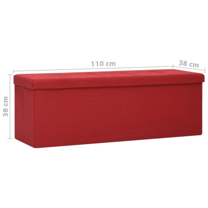 Banc de rangement pliable Rouge bordeaux Faux lin – Image 6