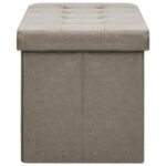 Banc de rangement pliable Taupe Faux lin – Image 2