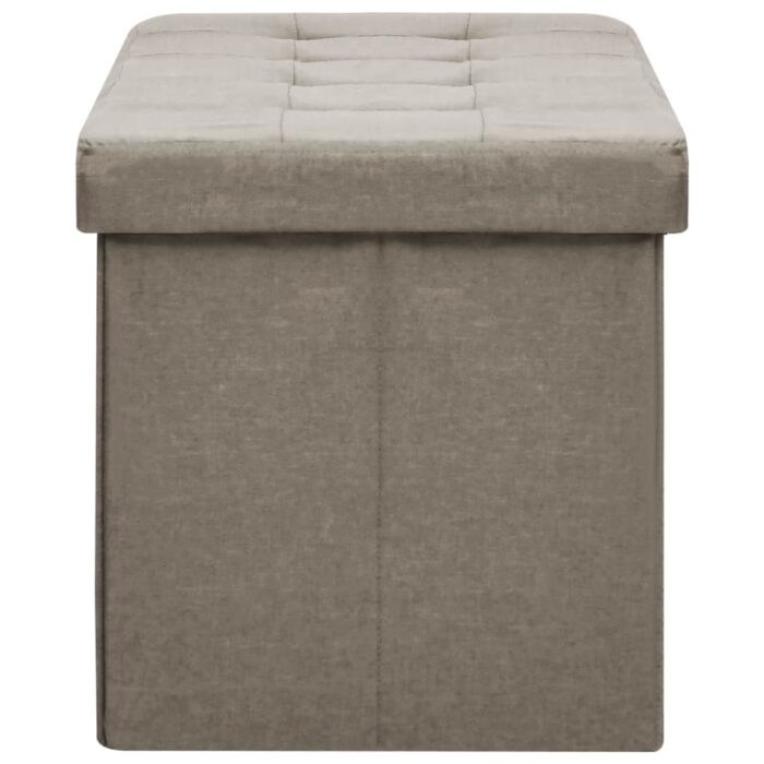 Banc de rangement pliable Taupe Faux lin – Image 2