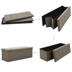 Banc de rangement pliable Taupe Faux lin – Image 3