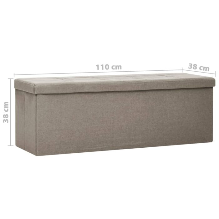 Banc de rangement pliable Taupe Faux lin – Image 6