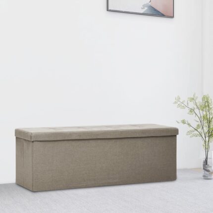 Banc de rangement pliable Taupe Faux lin