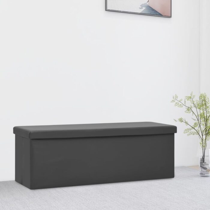Banc de rangement pliable Gris PVC – Image 1