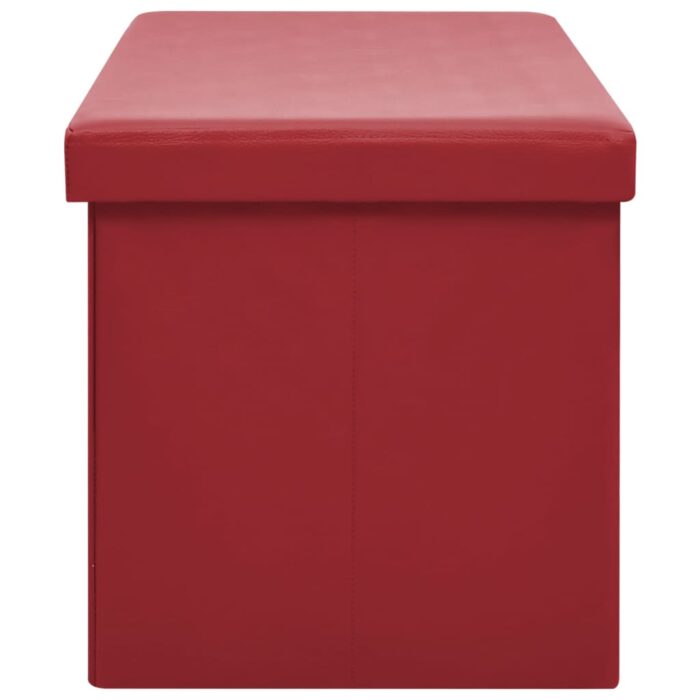 Banc de rangement pliable Rouge bordeaux PVC – Image 3