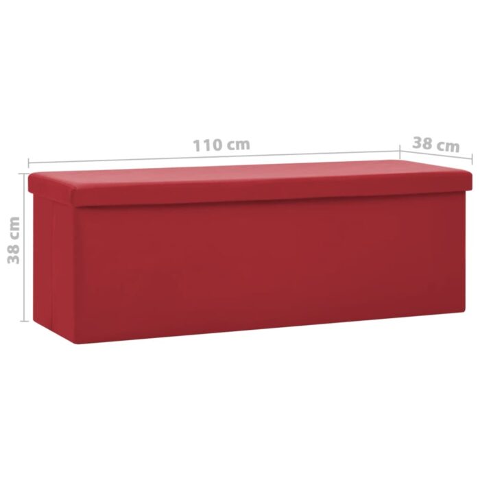 Banc de rangement pliable Rouge bordeaux PVC – Image 6
