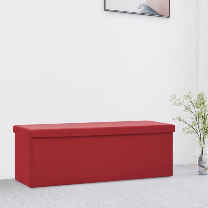 Banc de rangement pliable Rouge bordeaux PVC – Image 1
