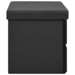 Banc de rangement pliable Noir 76x38x38 cm Faux lin – Image 3