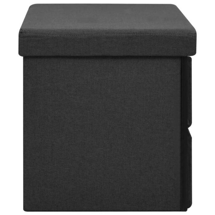 Banc de rangement pliable Noir 76x38x38 cm Faux lin – Image 3