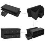 Banc de rangement pliable Noir 76x38x38 cm Faux lin – Image 5