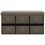Banc de rangement pliable Marron 76x38x38 cm Faux lin – Image 2