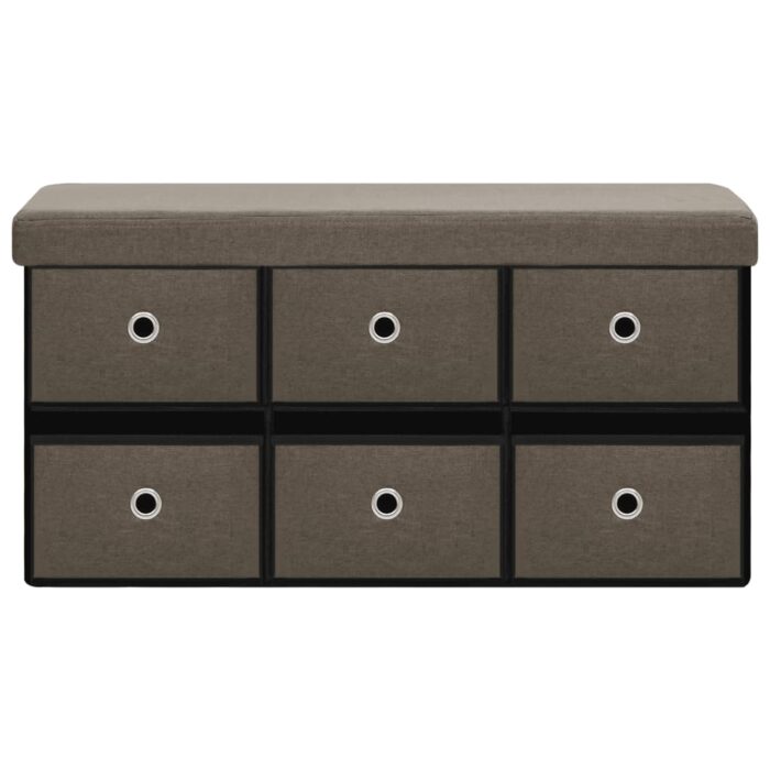 Banc de rangement pliable Marron 76x38x38 cm Faux lin – Image 2