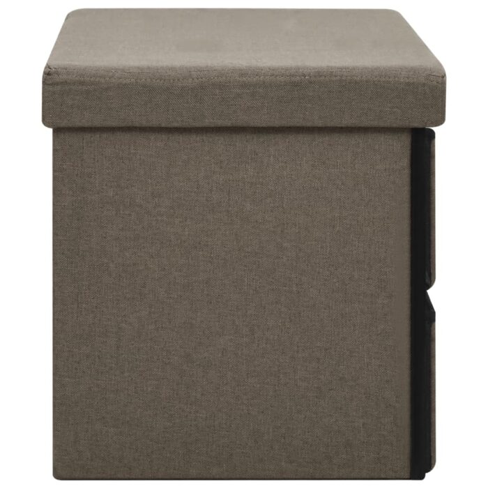 Banc de rangement pliable Marron 76x38x38 cm Faux lin – Image 3
