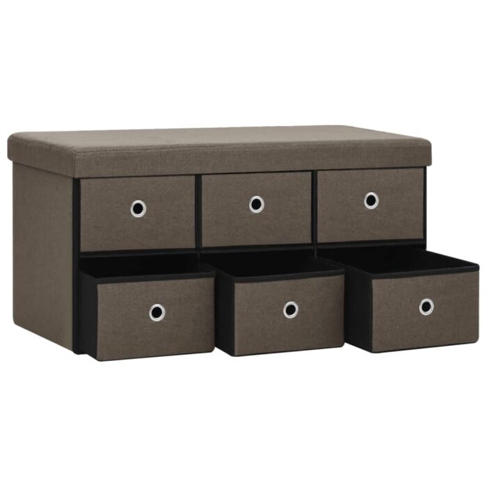 Banc de rangement pliable Marron 76x38x38 cm Faux lin – Image 4