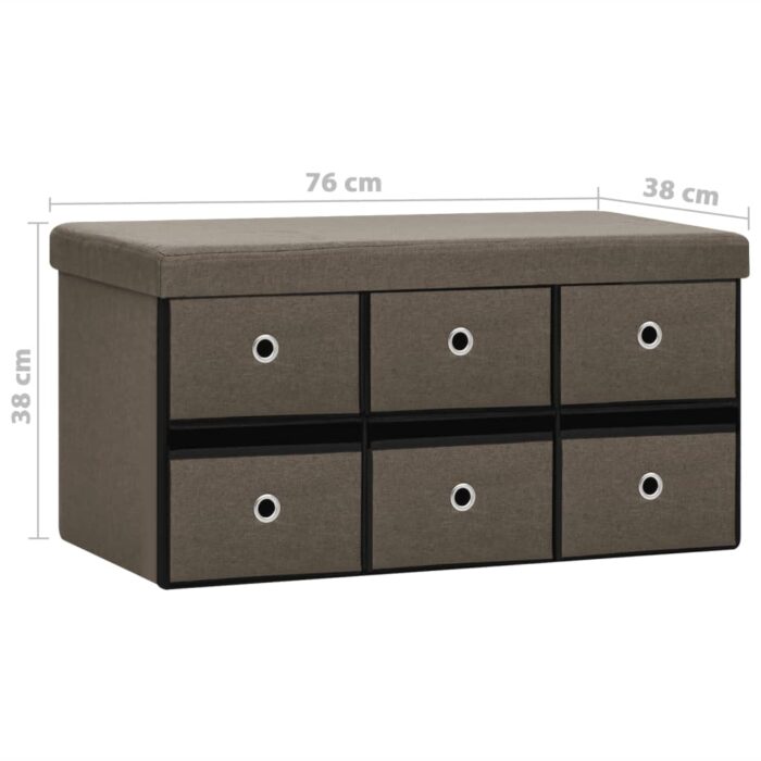 Banc de rangement pliable Marron 76x38x38 cm Faux lin – Image 8