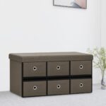 Banc de rangement pliable Marron 76x38x38 cm Faux lin