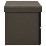 Banc de rangement pliable Marron foncé 76x38x38 cm Faux lin – Image 3