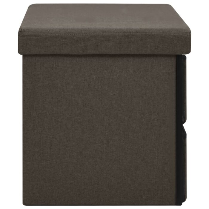 Banc de rangement pliable Marron foncé 76x38x38 cm Faux lin – Image 3