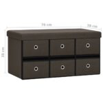 Banc de rangement pliable Marron foncé 76x38x38 cm Faux lin – Image 8