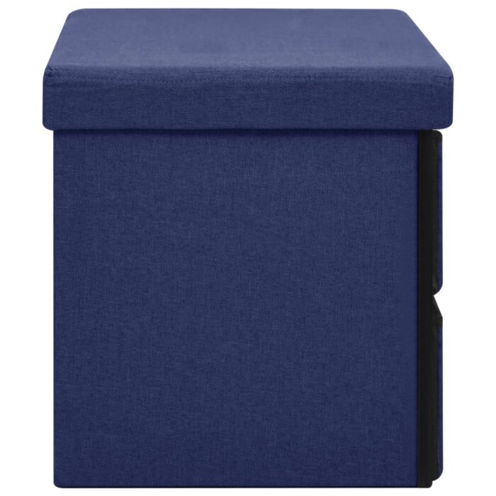 Banc de rangement pliable Bleu 76x38x38 cm Faux lin – Image 3