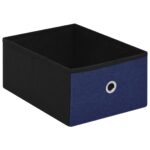 Banc de rangement pliable Bleu 76x38x38 cm Faux lin – Image 6