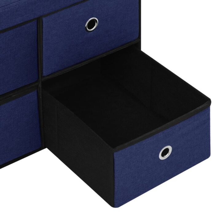 Banc de rangement pliable Bleu 76x38x38 cm Faux lin – Image 7