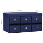 Banc de rangement pliable Bleu 76x38x38 cm Faux lin – Image 8