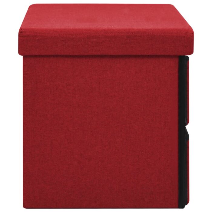 Banc de rangement pliable Bordeaux 76x38x38 cm Faux lin – Image 3