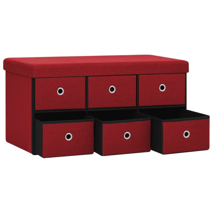 Banc de rangement pliable Bordeaux 76x38x38 cm Faux lin – Image 4