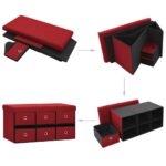 Banc de rangement pliable Bordeaux 76x38x38 cm Faux lin – Image 5