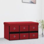 Banc de rangement pliable Bordeaux 76x38x38 cm Faux lin
